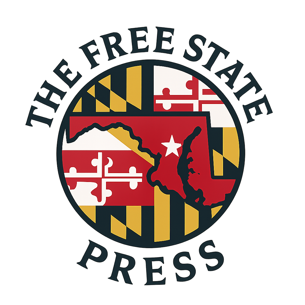 The Free State Press logo with a circular Maryland-themed emblem on a black background.