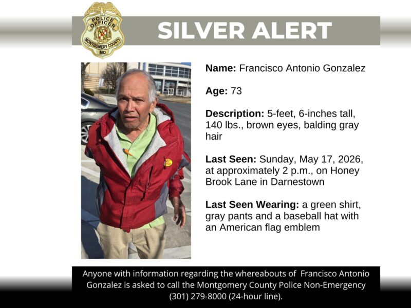 Silver alert poster for Francisco Antonio Gonzalez with a photo and missing person details.