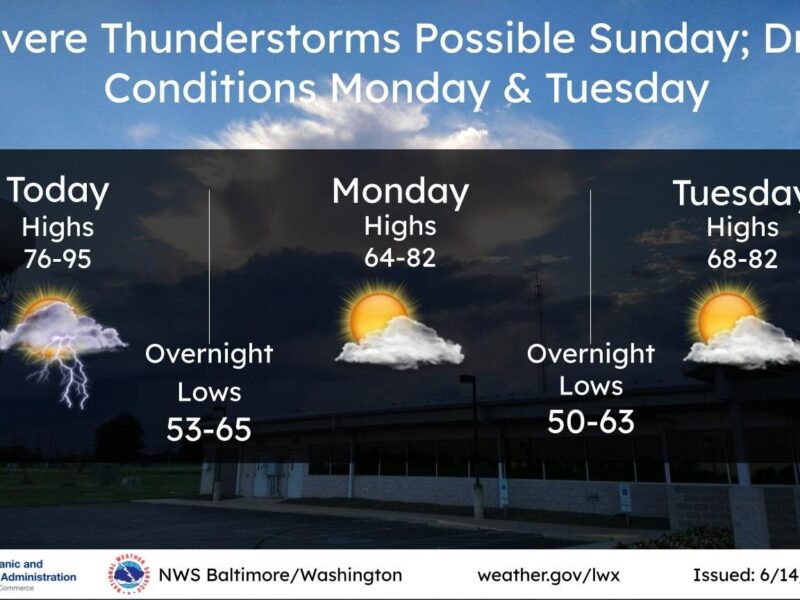 Severe storms possible Sunday across Maryland